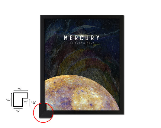 Mercury Planet Prints Length of Year Watercolor Solar System Framed Print Home Decor Wall Art Gifts