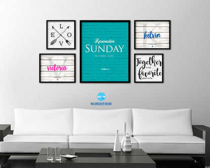 Resurrection Sunday He is risen indeed, 1 Peter 1:3 Quote Framed Print Home Decor Wall Art Gifts