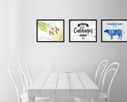 Farm Fresh Cabbages Vintage Sign Fine Art Paper Prints Wood Frame Wall Art Decor Gifts
