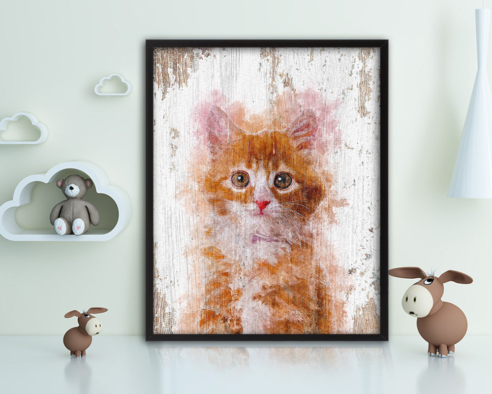 Kitten Cat Kitten Portrait Framed Print Pet Home Decor Custom Watercolor Wall Art Gifts
