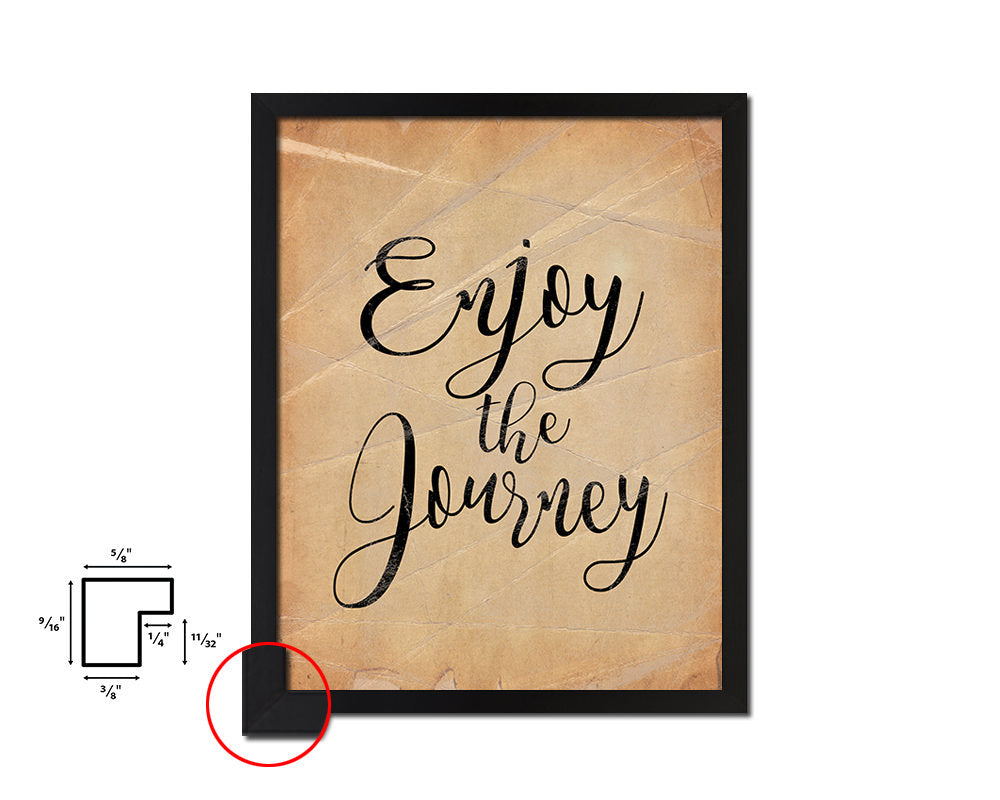 Enjoy the journey Quote Paper Artwork Framed Print Wall Decor Art