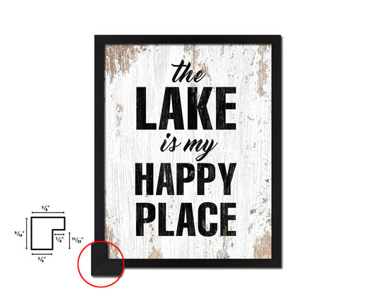 The Lake is my happy place Quote Framed Print Home Decor Wall Art Gifts