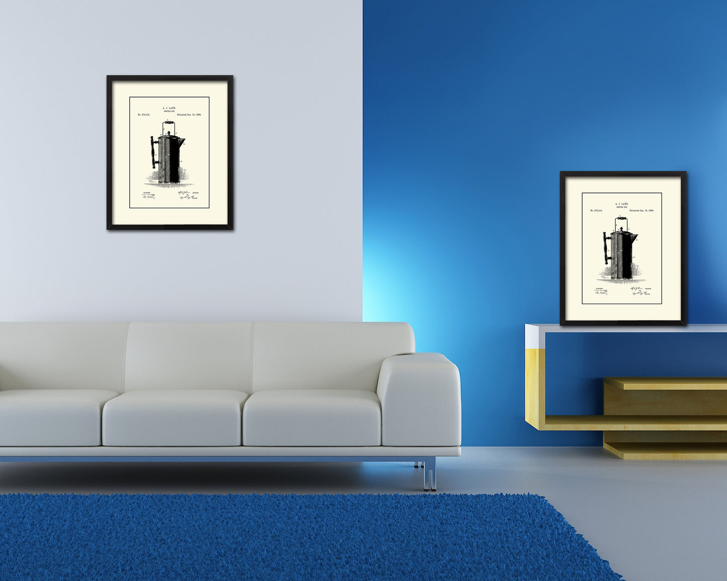 Pot Coffee Vintage Patent Artwork Black Frame Print Wall Art Decor Gifts