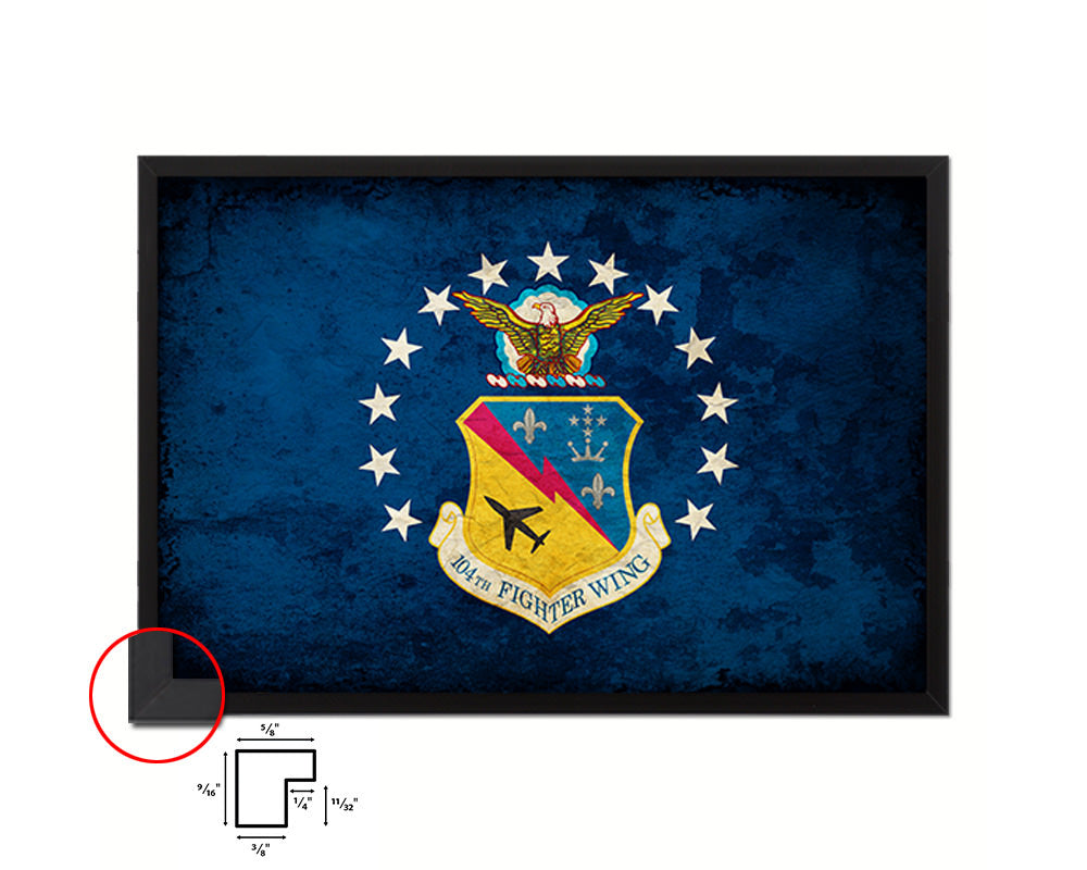 104th Fighter Wing Paper Texture Emblem Flag Wood Frame Prints Wall Art Decor Gifts