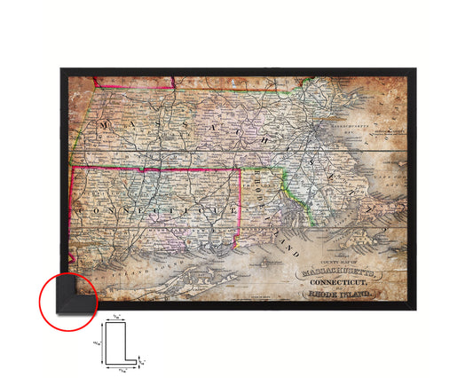 Massachusetts Spofford's Atlas United States 1900 Antique Map Framed Print Art Wall Decor Gifts