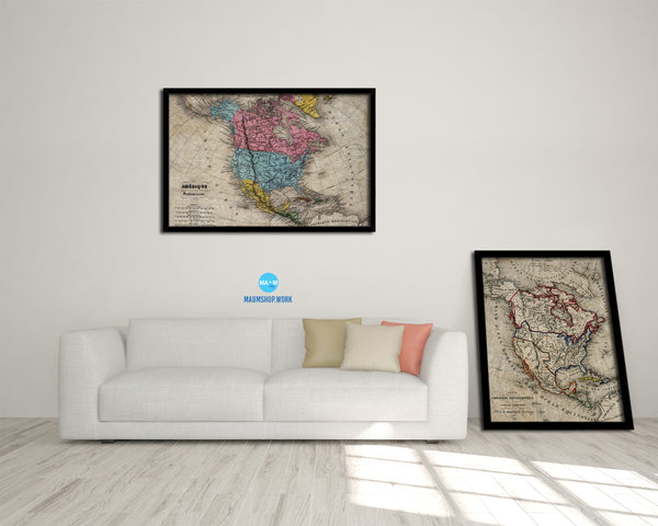North America United States Canada Mexico Historical Map Framed Print Art Wall Decor Gifts