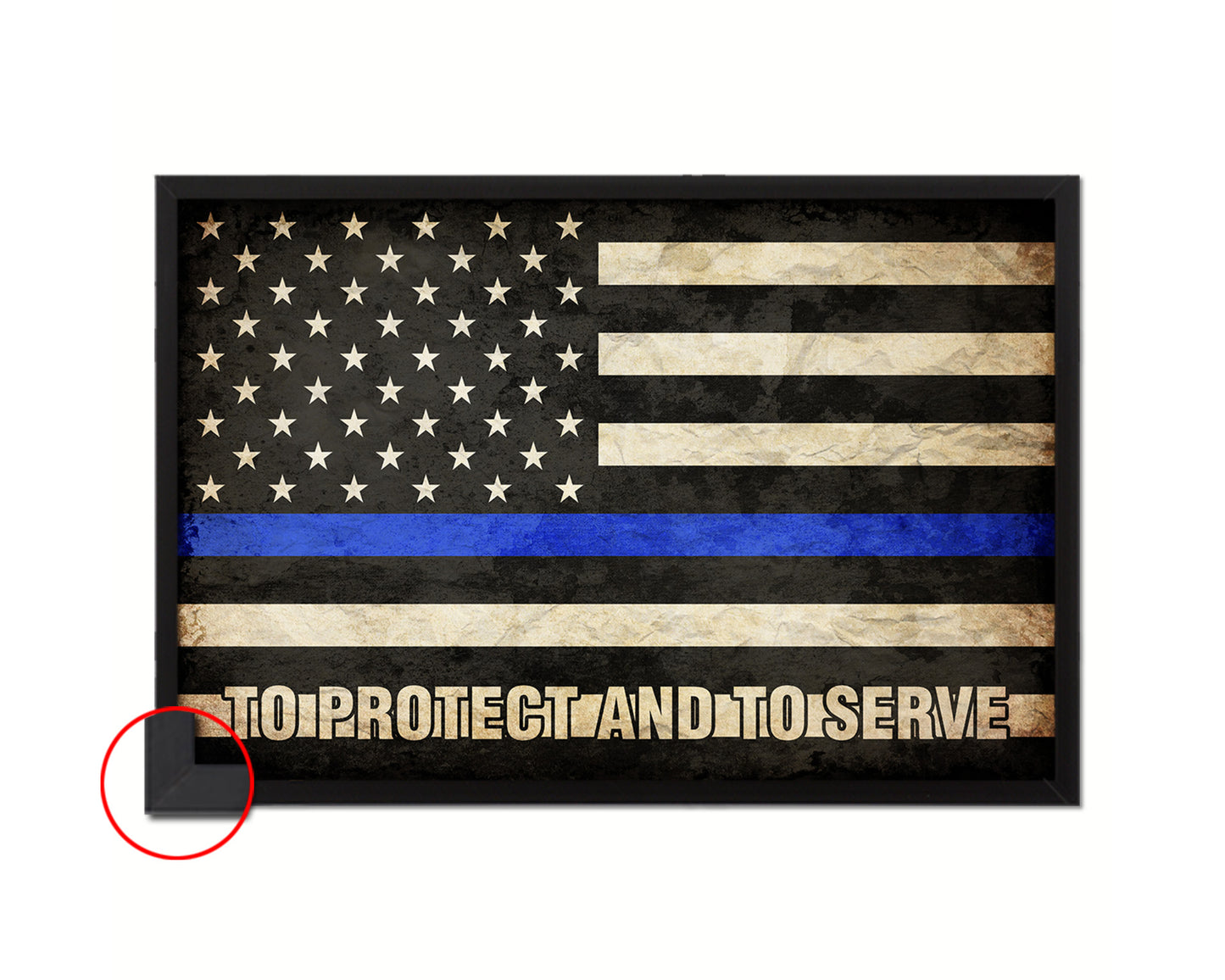 Thin Blue Line Honoring Law Enforcement, To protect & to serve Vintage Military Flag Art
