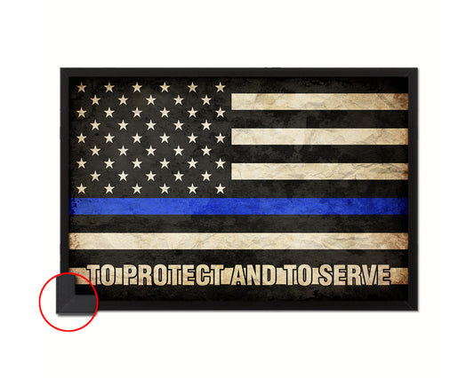 Thin Blue Line Honoring Law Enforcement, To protect & to serve Vintage Military Flag Art