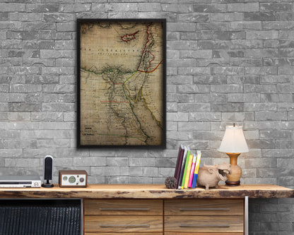 Egypt and Phoenicia Vintage Map Wood Framed Print Art Wall Decor Gifts