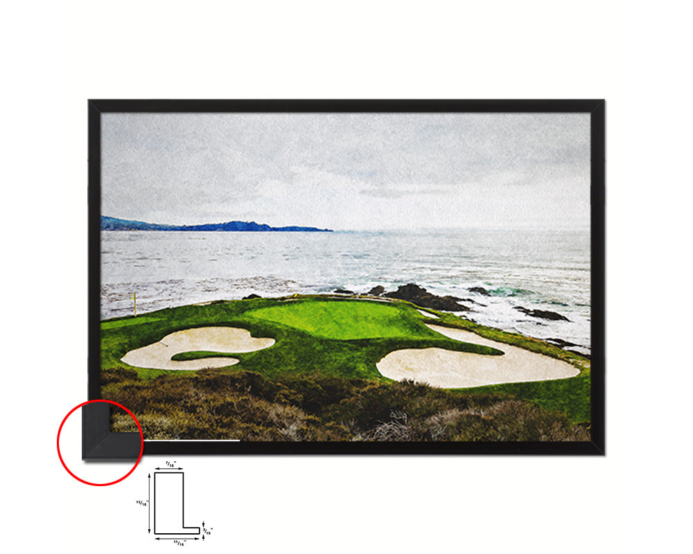 Pebble Beach Golf Course Artwork Painting Print Art Wood Framed Wall Decor Gifts
