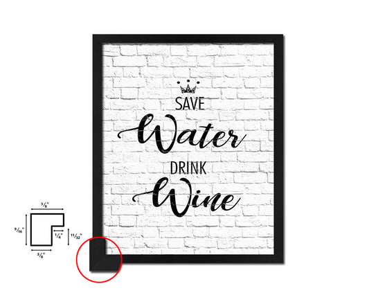 Save water drink wine Words Wood Framed Print Wall Decor Art Gifts
