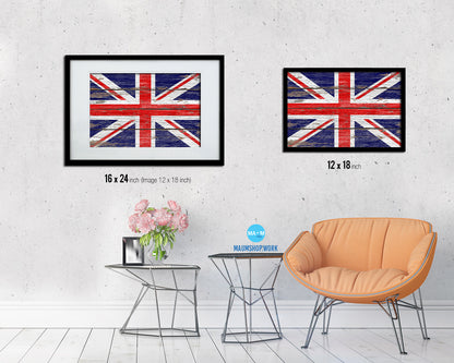 United Kingdom Country Wood Rustic National Flag Wood Framed Print Wall Art Decor Gifts