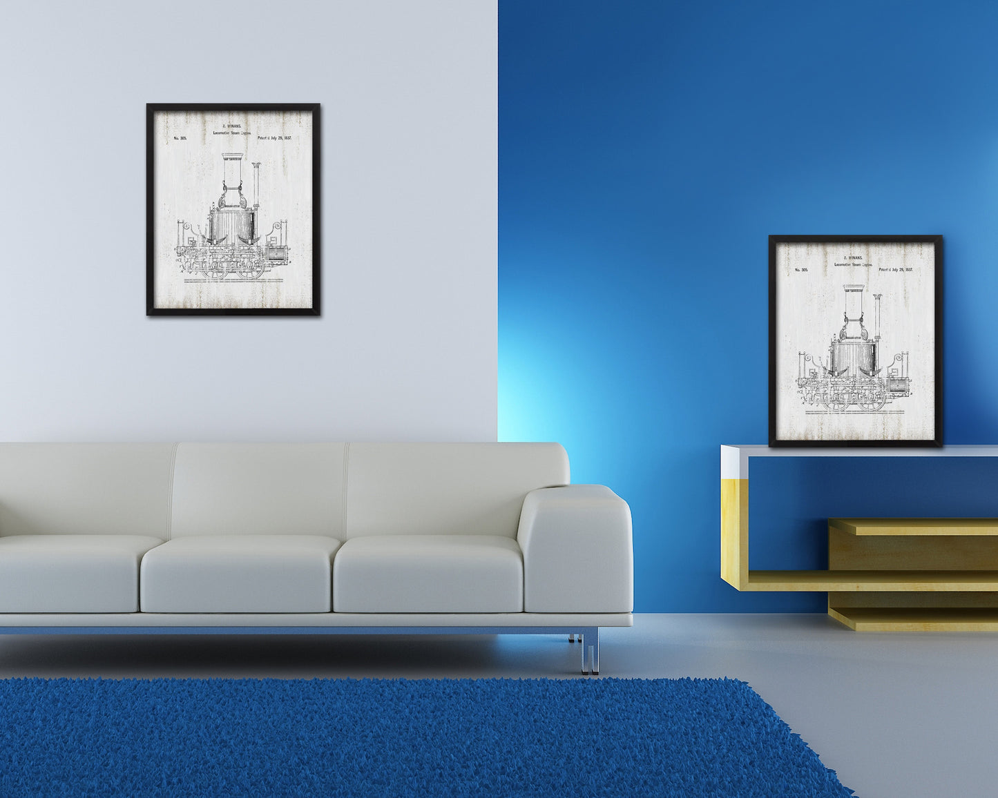 Locomotive Steam Engine Train Vintage Patent Artwork Black Frame Print Gifts