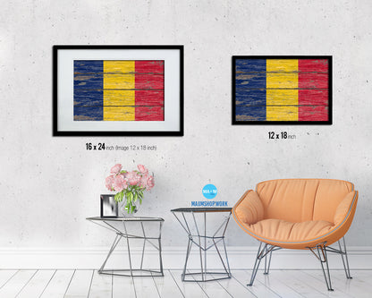 Chad Country Wood Rustic National Flag Wood Framed Print Wall Art Decor Gifts