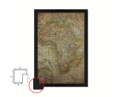 Africa Vintage Map Wood Framed Print Art Wall Decor Gifts