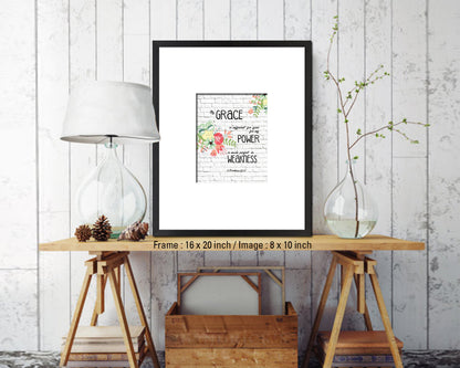 My Grace is sufficient for your for my Power Quote Framed Print Home Decor Wall Art Gifts