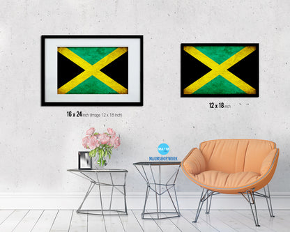 Jamaica Country Vintage Flag Wood Framed Print Wall Art Decor Gifts