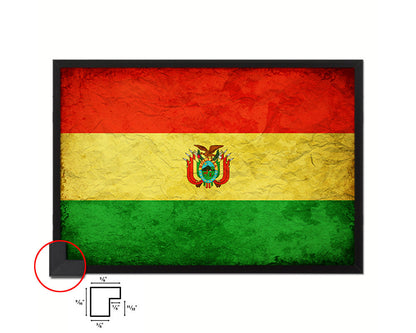Bolivia Country Vintage Flag Wood Framed Print Wall Art Decor Gifts