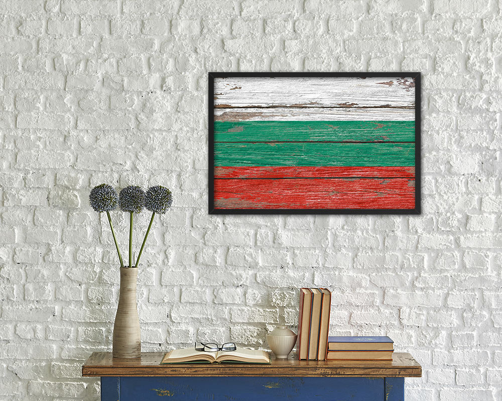 Bulgaria Country Wood Rustic National Flag Wood Framed Print Wall Art Decor Gifts
