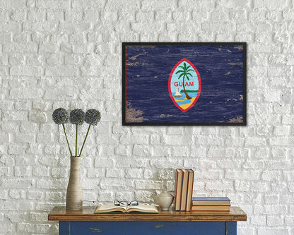 Guam US Territory Shabby Chic Flag Framed Prints Decor Wall Art Gifts