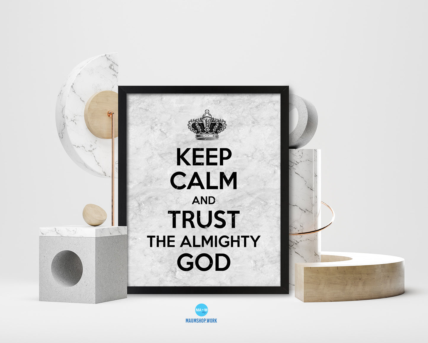 Keep calm and trust the alimighty God Bible Scripture Verse Framed Print Wall Art Decor Gifts