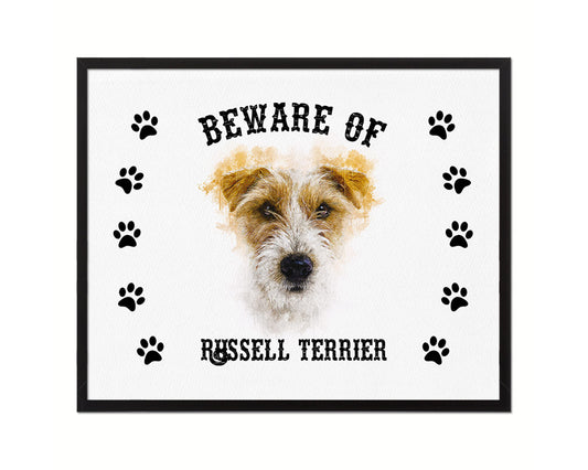 Beware of Rottweiler Sign Wood Framed Print Wall Art Decor Gifts