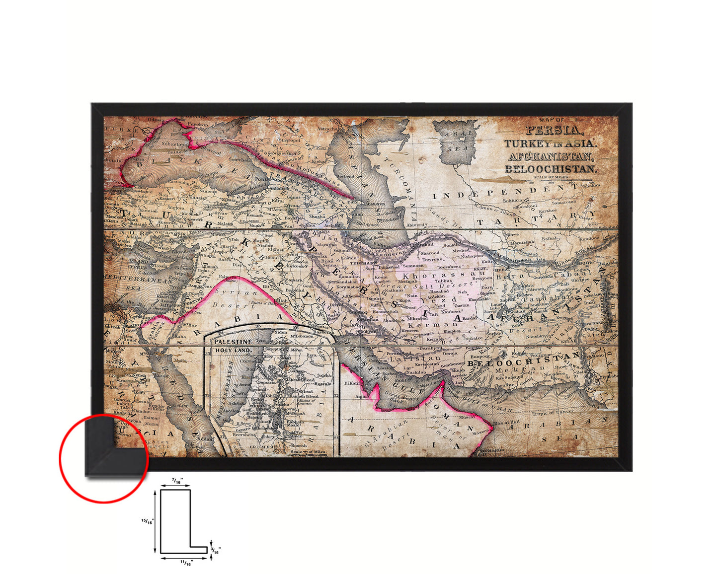 Persia Iraq Iran Afghanistan Antique Map Framed Print Art Wall Decor Gifts