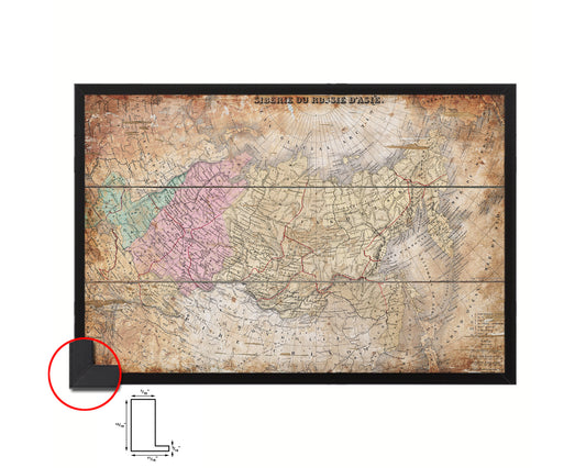 Siberia Russia 1875 Antique Map Framed Print Art Wall Decor Gifts