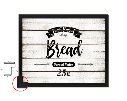 Fresh Baked Bread Vintage Sign Fine Art Paper Prints Wood Frame Wall Art Decor Gifts