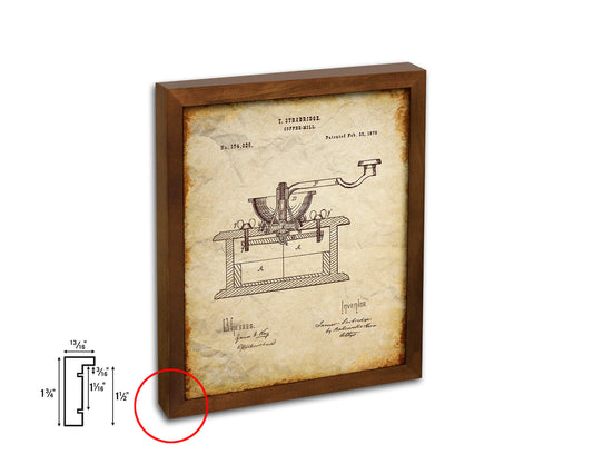 Mill Coffee Vintage Patent Artwork Walnut Frame Print Wall Art Decor Gifts