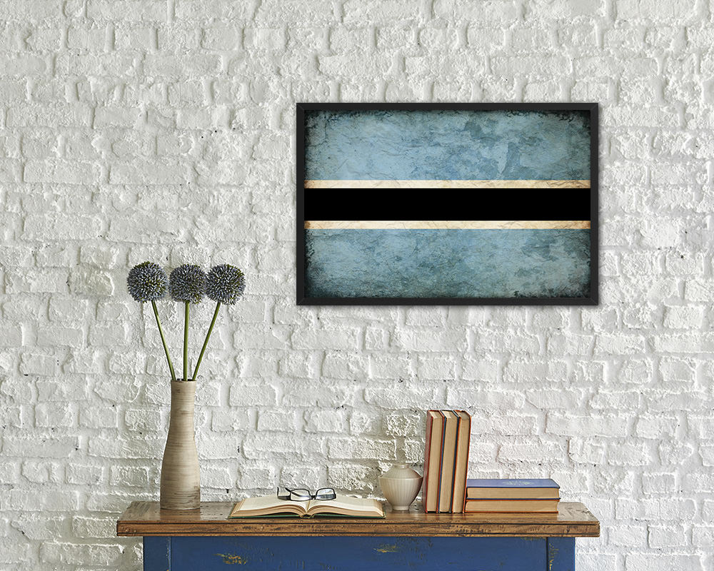 Botswana Country Vintage Flag Wood Framed Print Wall Art Decor Gifts