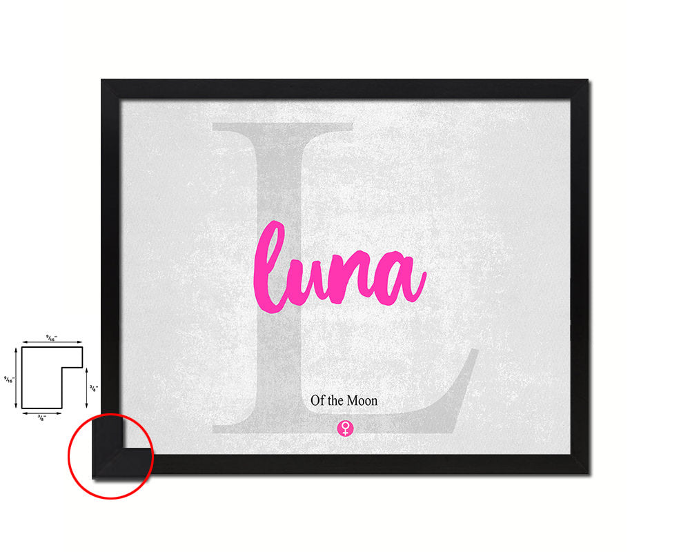 Luna Personalized Biblical Name Plate Art Framed Print Kids Baby Room Wall Decor Gifts