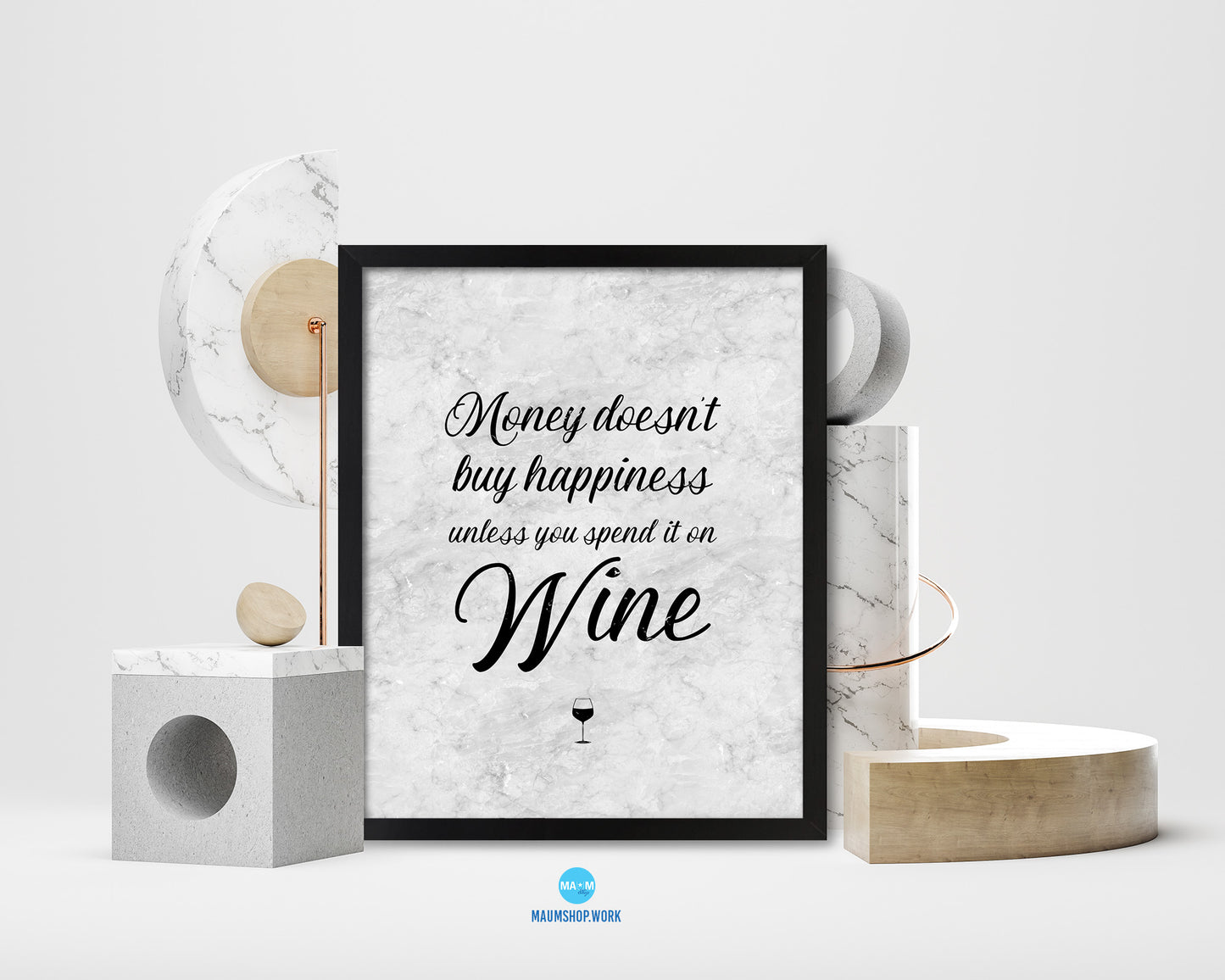 Money doesn't buy happiness unless you spend it on wine Quote Framed Print Wall Art Decor Gifts