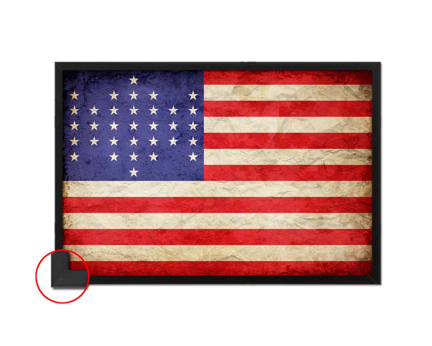 33 Stars Union Civil War Vintage Military Flag Framed Print Sign Decor Wall Art Gifts