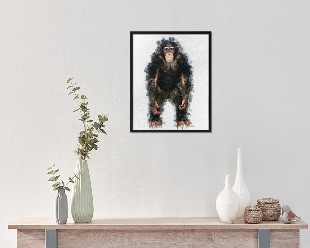 Chimpanzee Animal Painting Print Framed Art Home Wall Decor Gifts