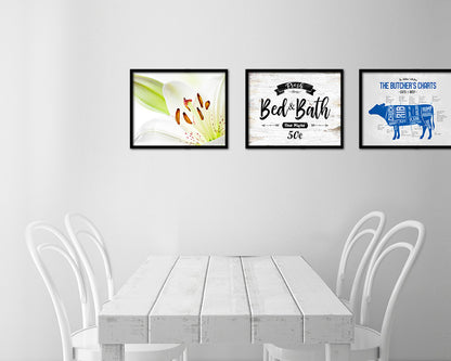 Fresh Bed & Bath Vintage Sign Fine Art Paper Prints Wood Frame Wall Art Decor Gifts