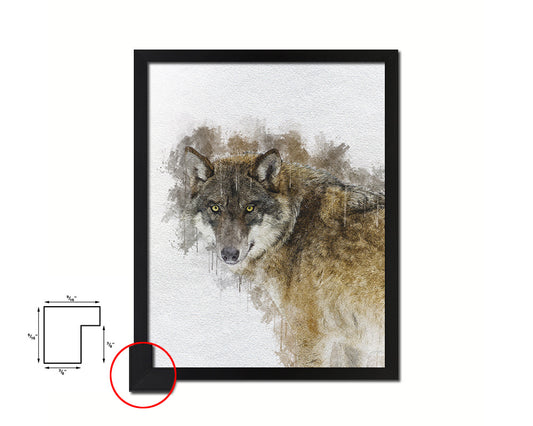 Grey Wolf Animal Painting Print Framed Art Home Wall Decor Gifts