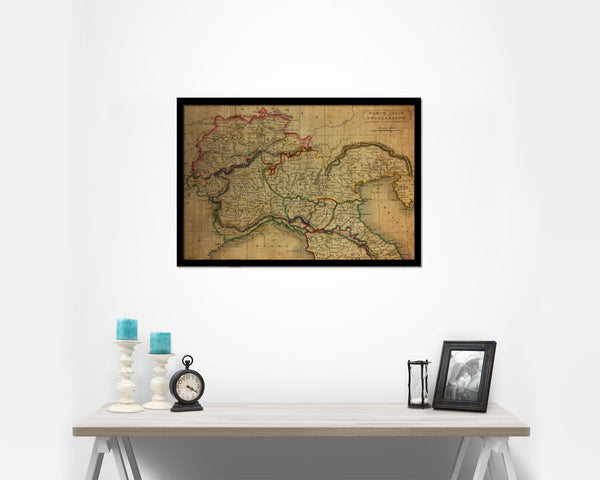 Northern Italy Vintage Map Framed Print Art Wall Decor Gifts