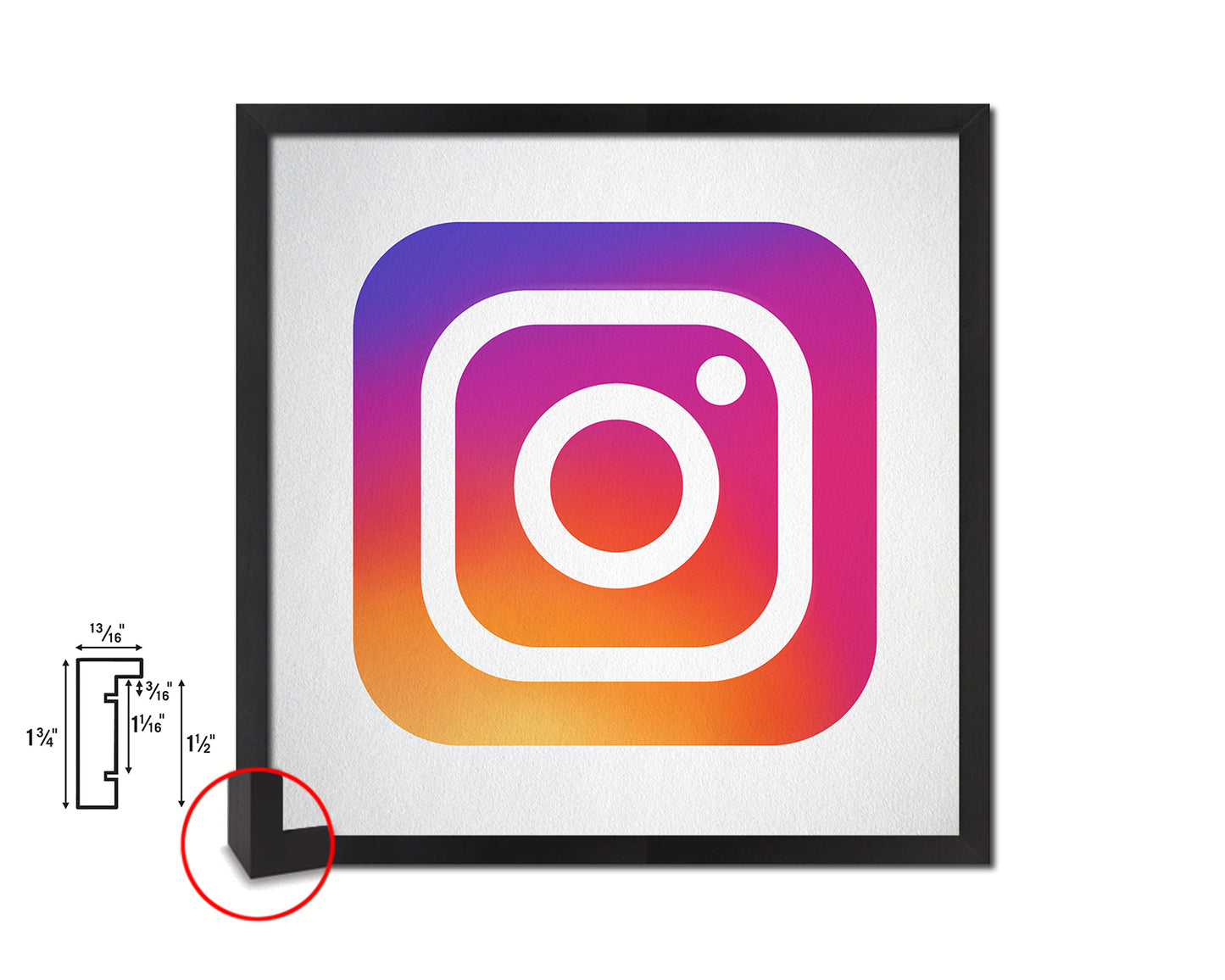 Instagram Social Media Symbol Icons logo Wood Framed Print Home Decor Wall Art Gifts