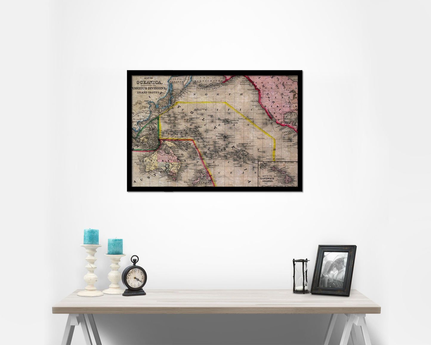 Oceanica Historical Map Framed Print Art Wall Decor Gifts