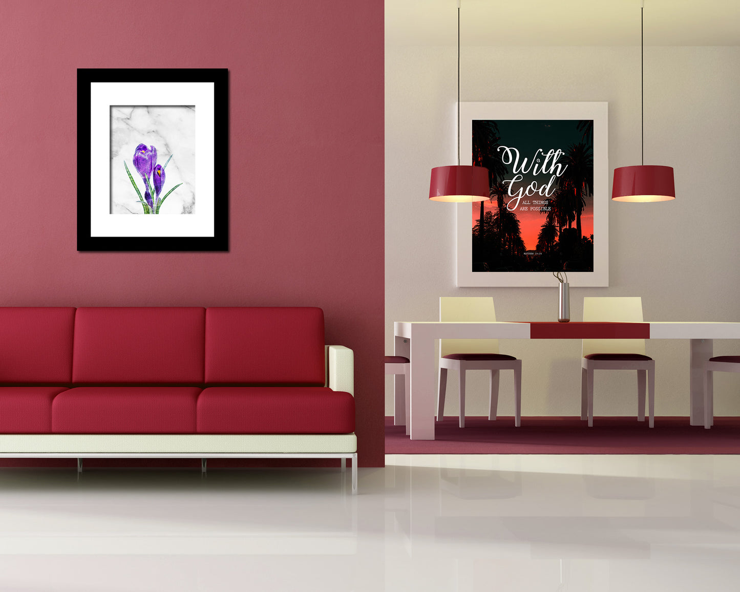 Purple Crocus Spring Marble Texture Plants Art Wood Framed Print Wall Decor Gifts