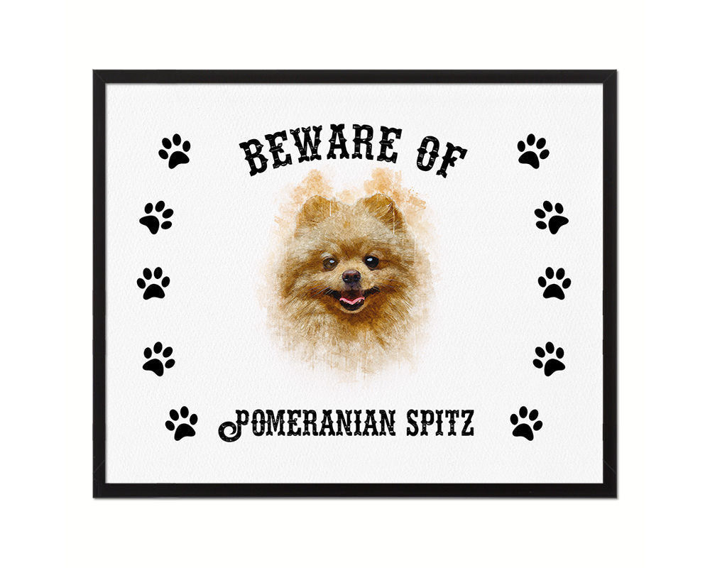 Beware of Pekingese Sign Wood Framed Print Wall Art Decor Gifts