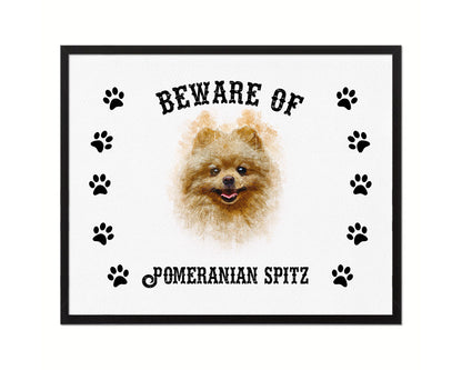 Beware of Pekingese Sign Wood Framed Print Wall Art Decor Gifts