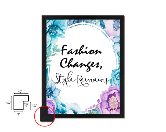 Fashion changes style remains Quote Boho Flower Framed Print Wall Decor Art