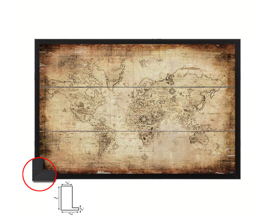 World Antique Map Framed Print Art Wall Decor Gifts