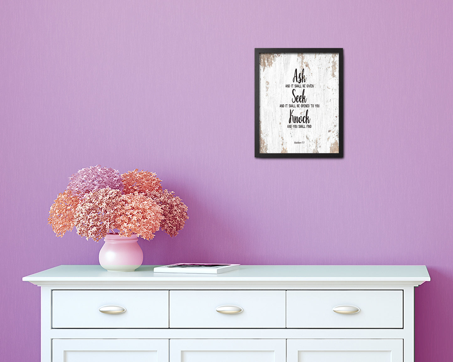 Seek and You Shall Find, Matthew 7:7 Quote Framed Print Home Decor Wall Art Gifts