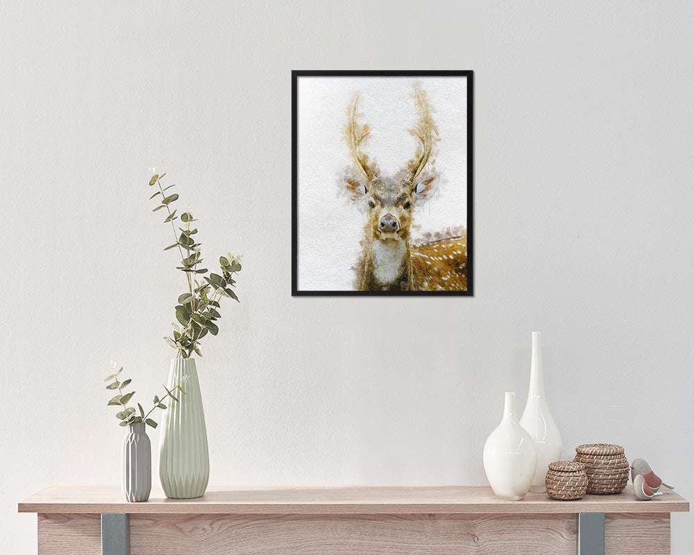 Deer Animal Painting Print Framed Art Home Wall Decor Gifts