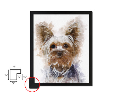 Yorkshire Terrier Dog Puppy Portrait Framed Print Pet Watercolor Wall Decor Art Gifts