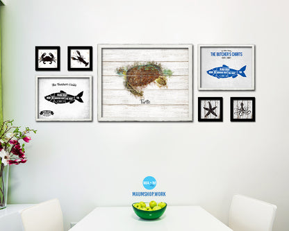 Turtle Fish Framed Prints Modern Restaurant Sushi Bar Watercolor Wall Art Decor