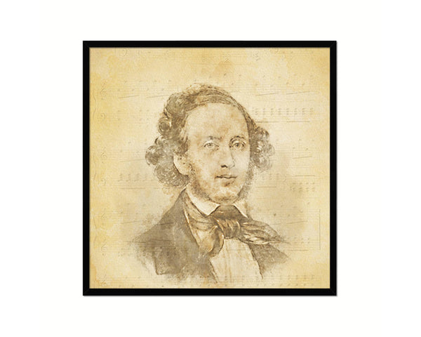 Felix Mendelssohn Bartholdy Vintage Classical Music Black Framed Print Wall Decor Art Gifts